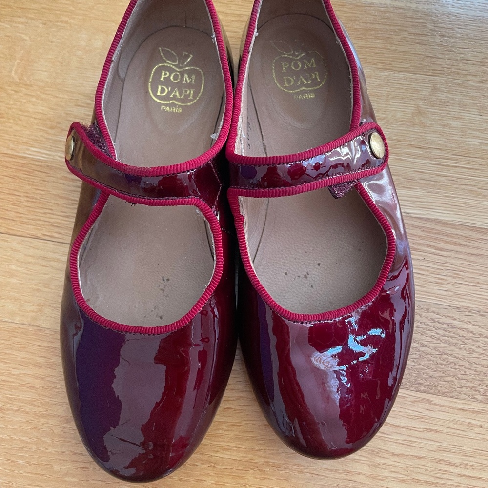 Pom D'Api Red Patent Leather Dress Shoes, Euro size 30/US 13